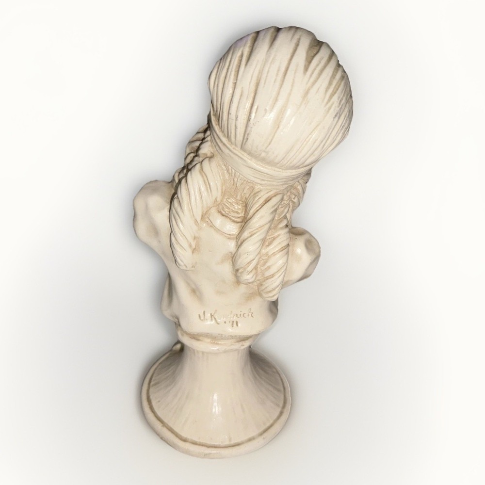Vintage 1971 Universal Statuary Corp J Kendrick Boy Girl Chalkware Bust Set - Picture 12 of 12